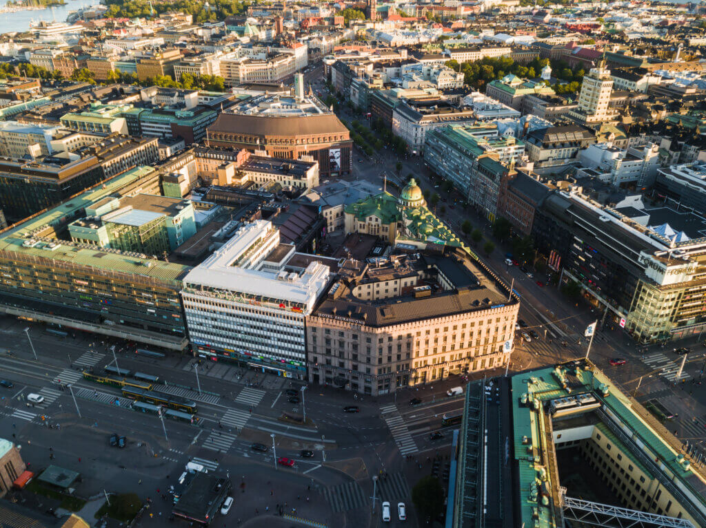 Ilmakuva Ylvan keskustakorttelista.